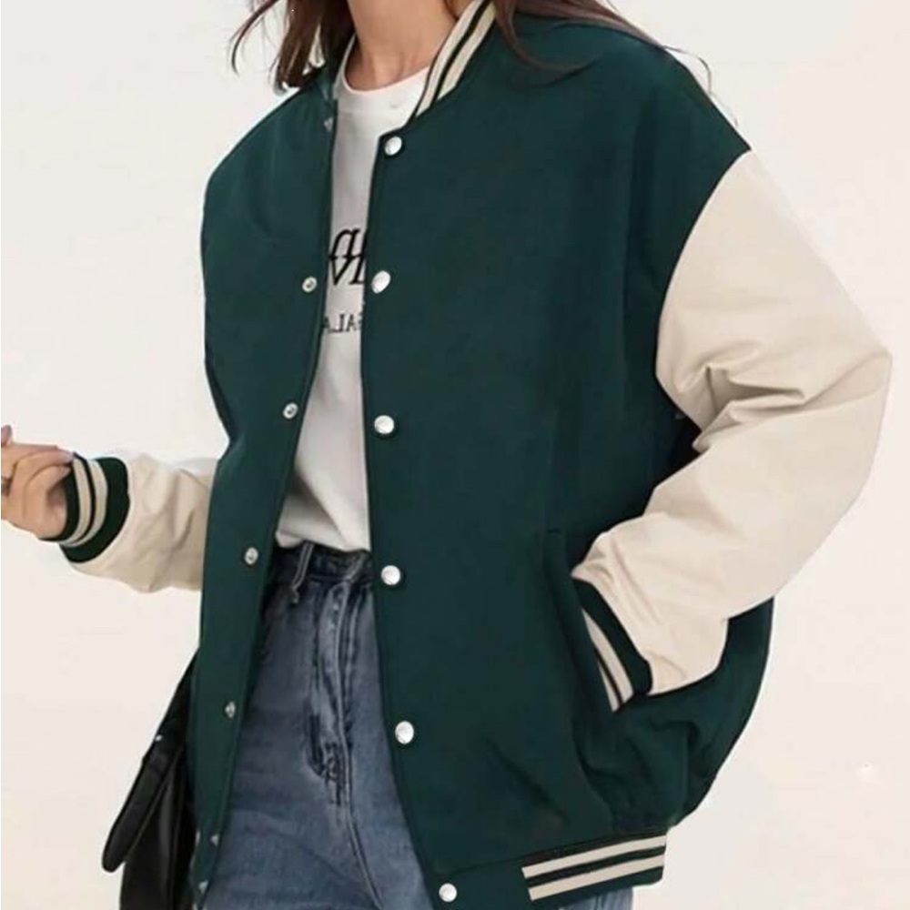 Green and Cream Varsity Jacket